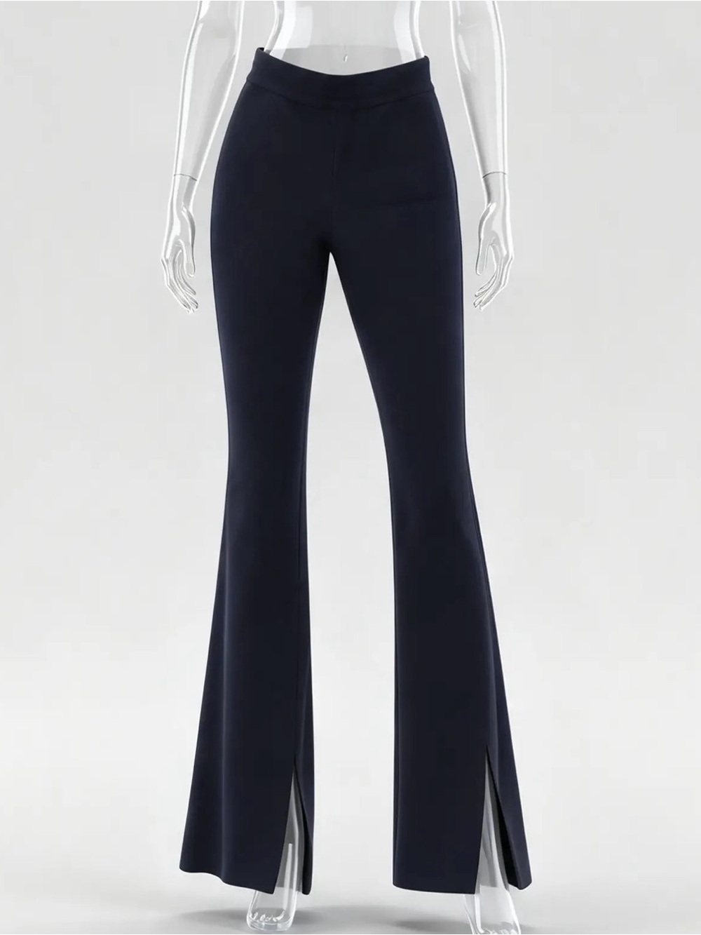 Babaton Navy Split-Hem Flare Pants